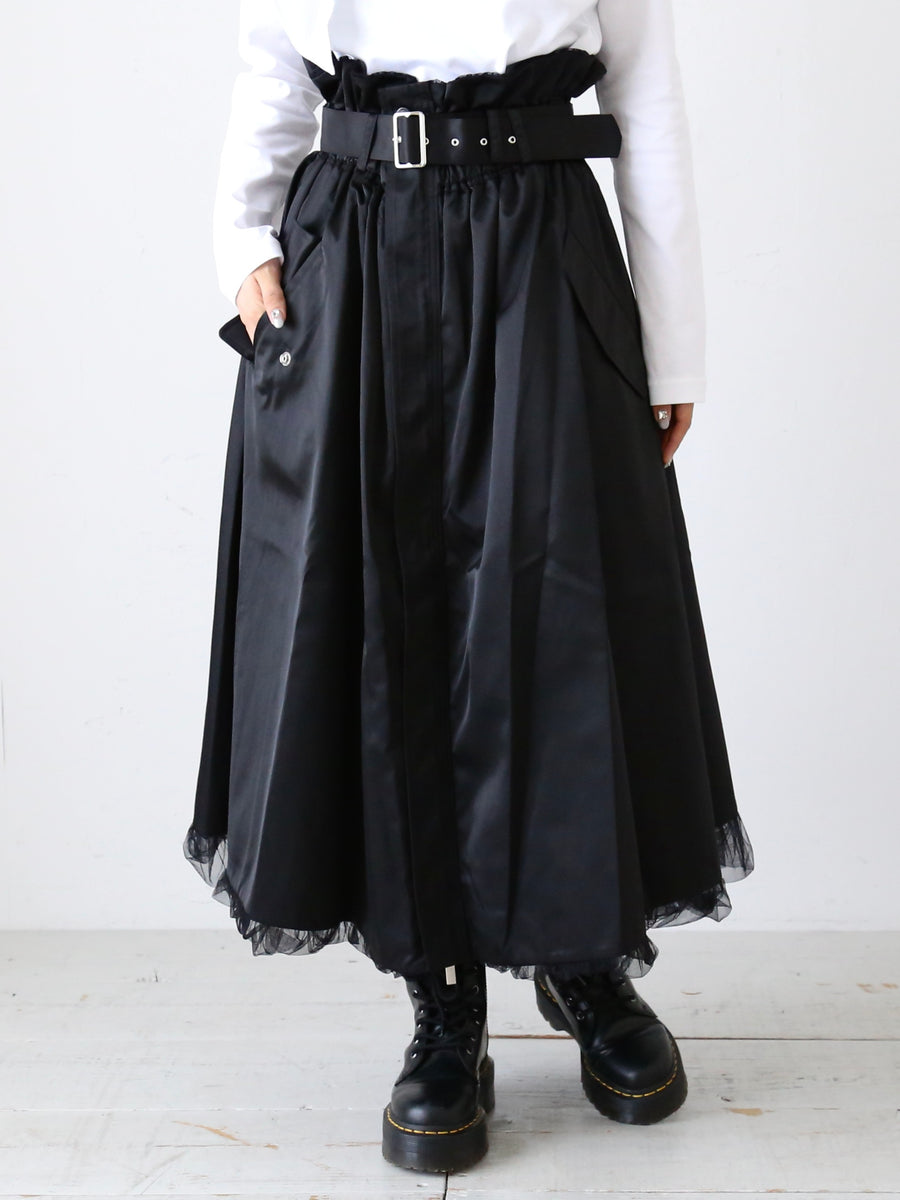 noir kei ninomiya ナイロンチュール×ナイロンツイルスカート [3N-S001-051] – CREER