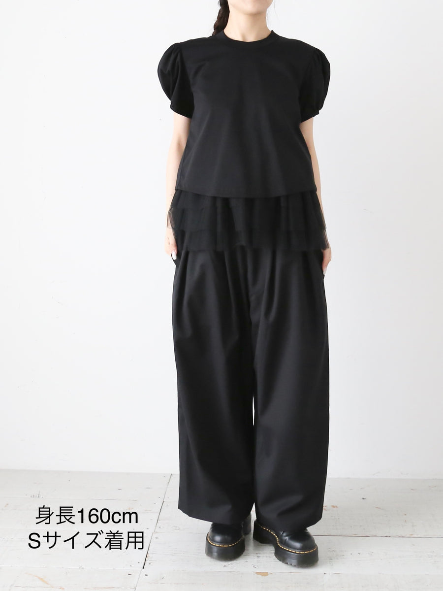 noir kei ninomiya 綿ポンチ×ナイロンチュールTシャツ [3M-T002-051 ...