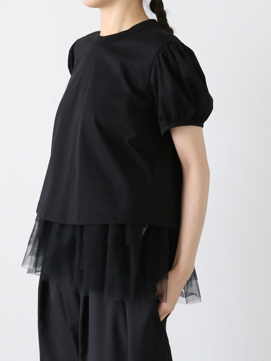 noir kei ninomiya 綿ポンチ×ナイロンチュールTシャツ [3M-T002-051 ...