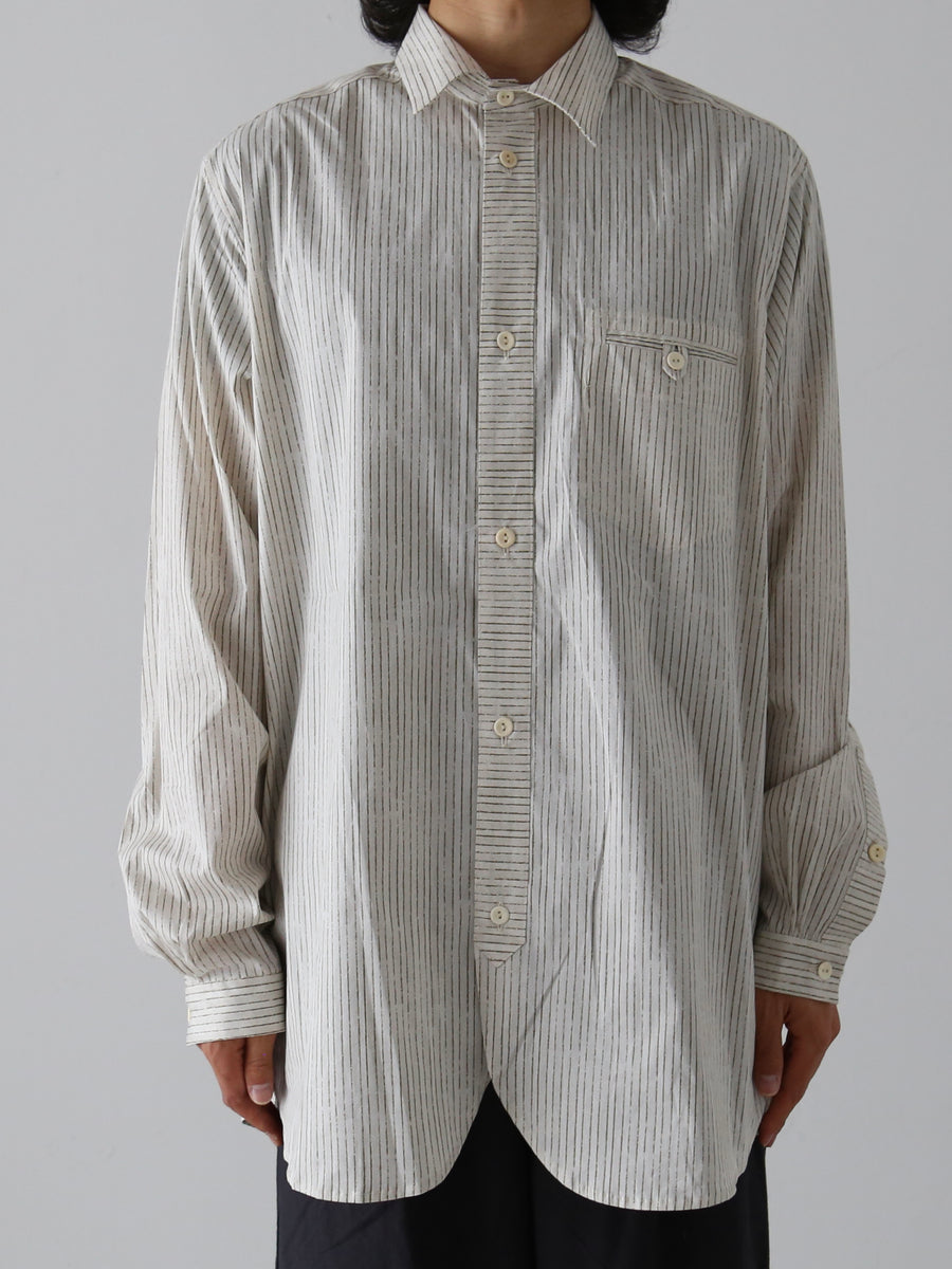 FRANK LEDER ホワイトラインコットンオールドスタイルシャツ 