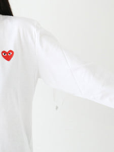 PLAY COMME des GARCONS ロングスリーブTシャツ(ホワイト×レッド) [AX-T118-051]