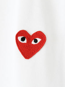 PLAY COMME des GARCONS ロングスリーブTシャツ(ホワイト×レッド) [AX-T118-051]