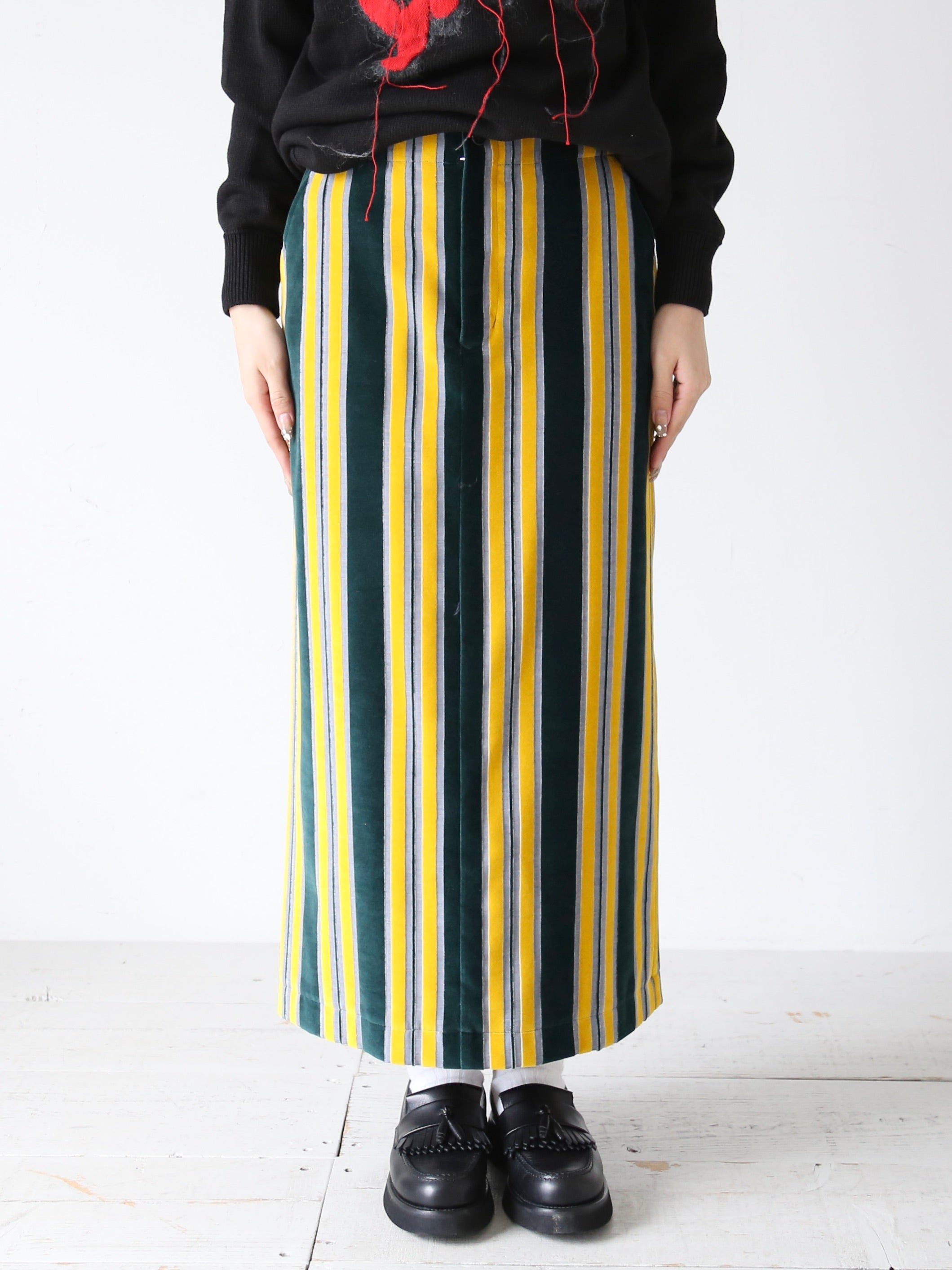 コムデギャルソン 2007 ベルベット×サテン デザイン スカート-