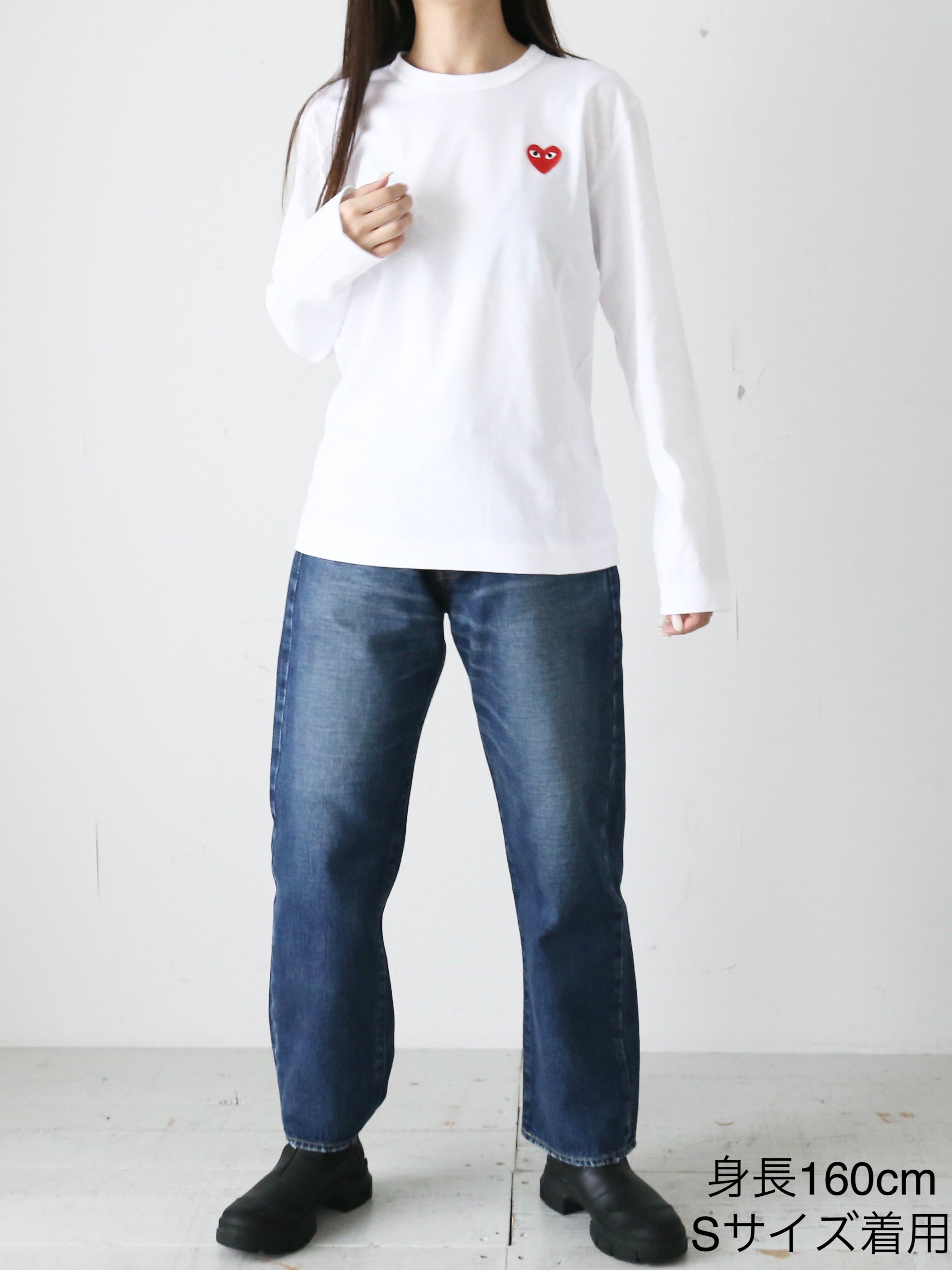 PLAY COMME des GARCONS ロングスリーブTシャツ(ホワイト×レッド) [AX-T118-051]