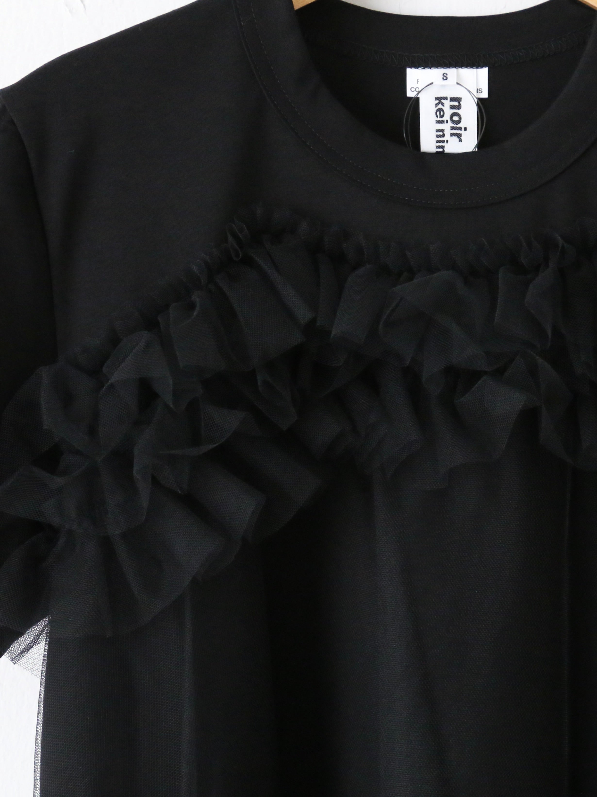 noir kei ninomiya 綿ポンチ×ナイロンチュールTシャツ [3N-T018-051]