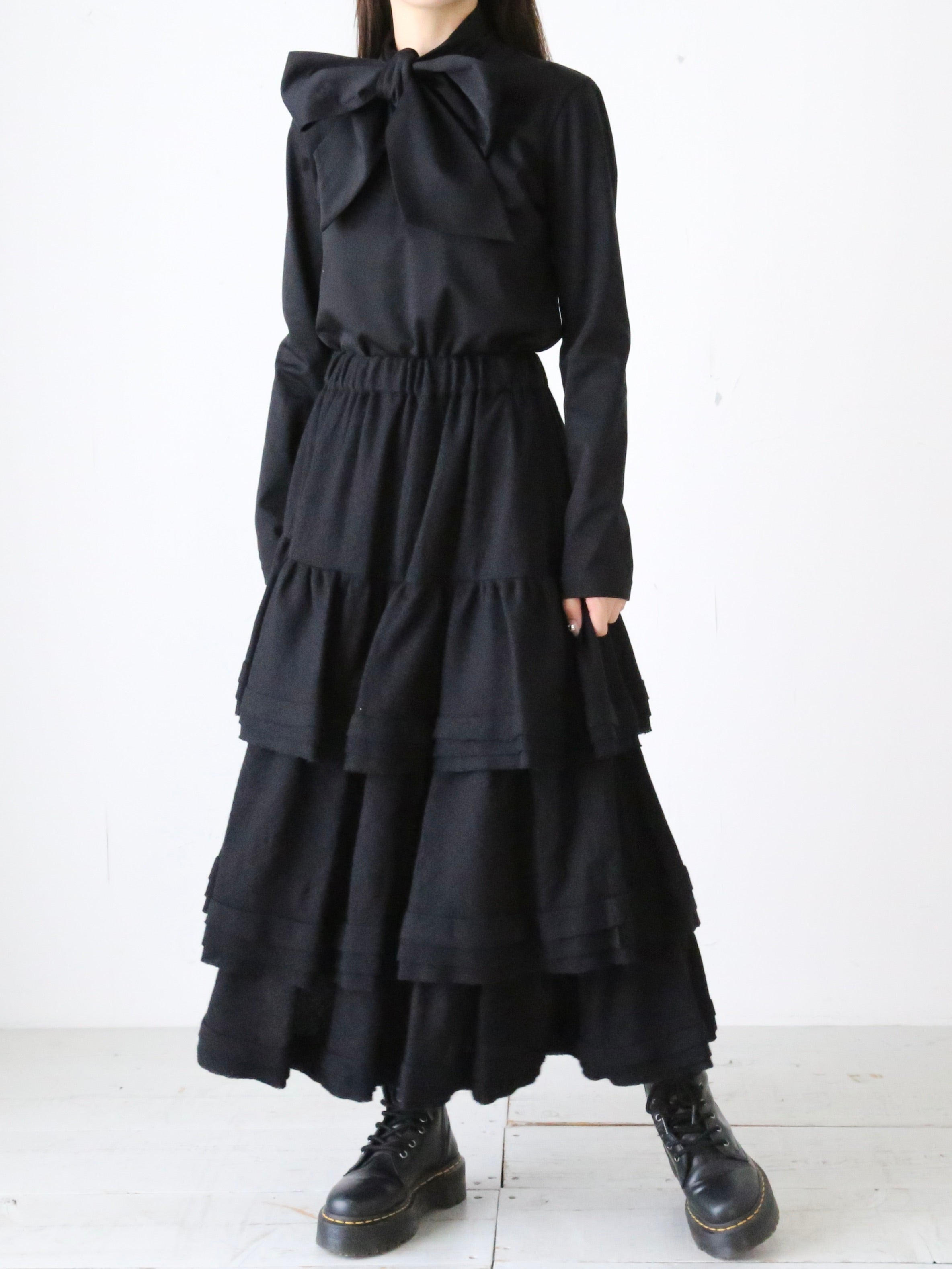 noir kei ninomiya 縮絨ウールスカート [3N-S011-051] – CREER