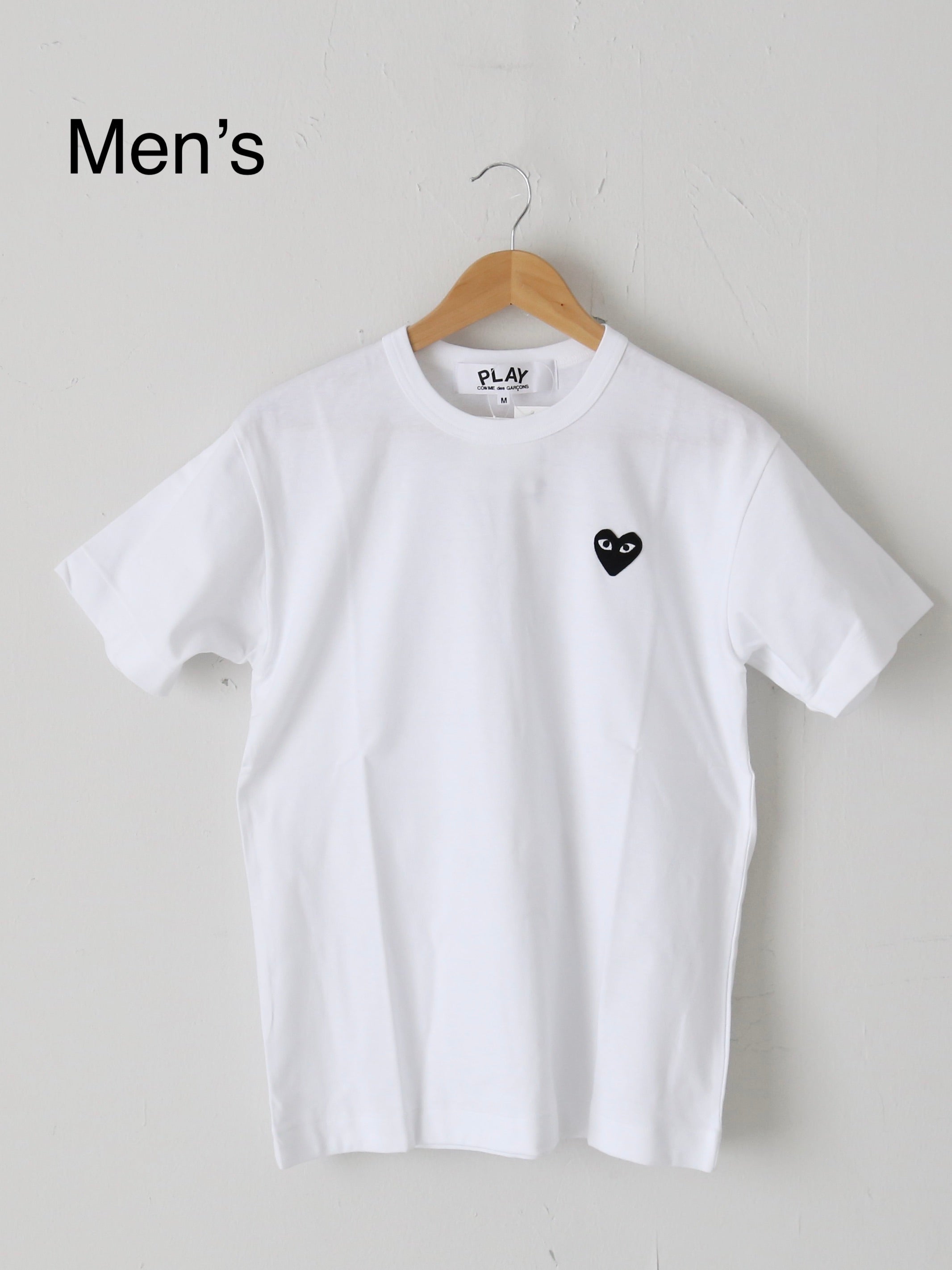 PLAY COMME des GARCONS メンズTシャツ (白地黒ハート)[AZ-T064-051