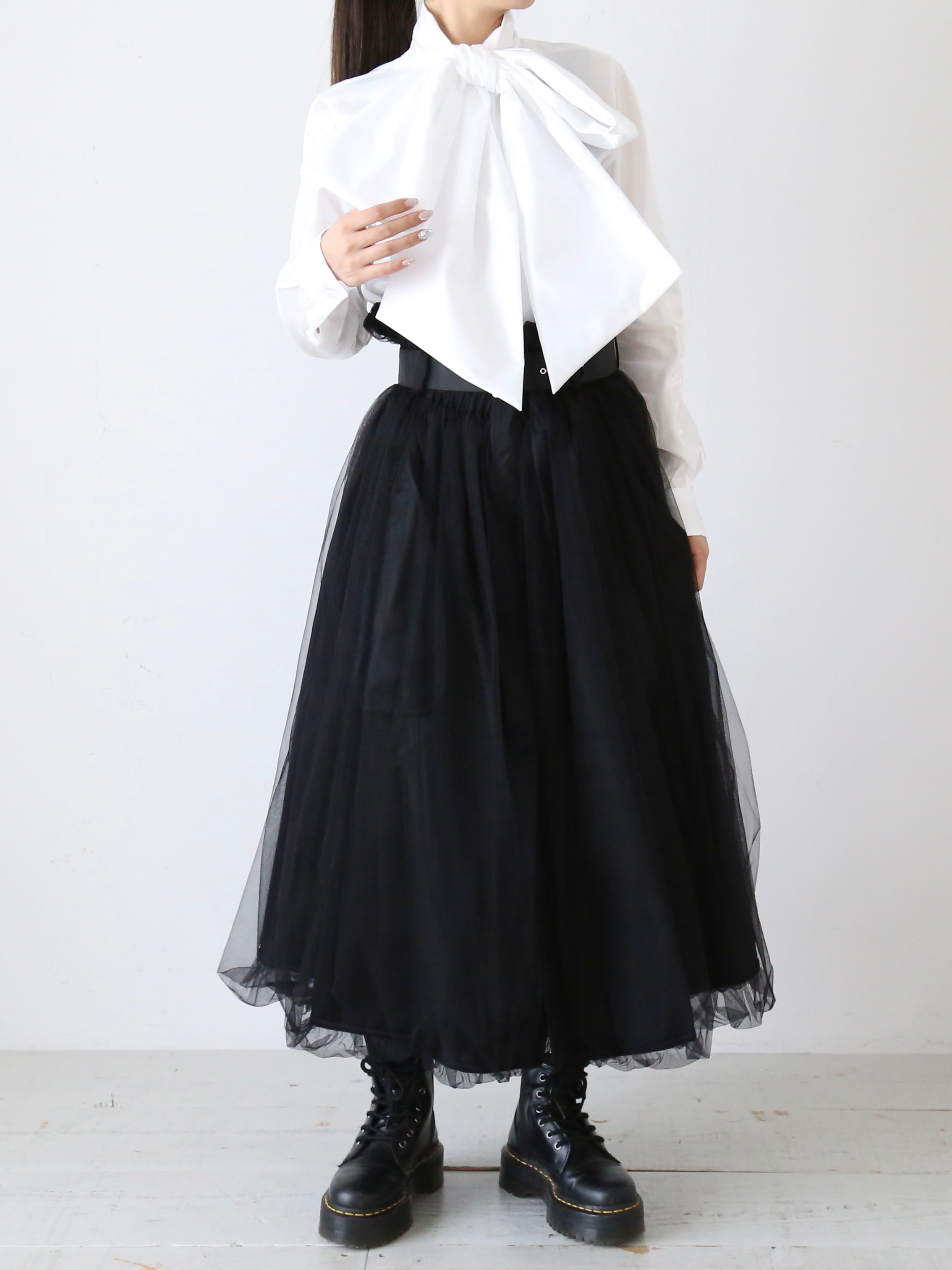 noir kei ninomiya ナイロンチュール×ナイロンツイルスカート [3N-S001-051] – CREER