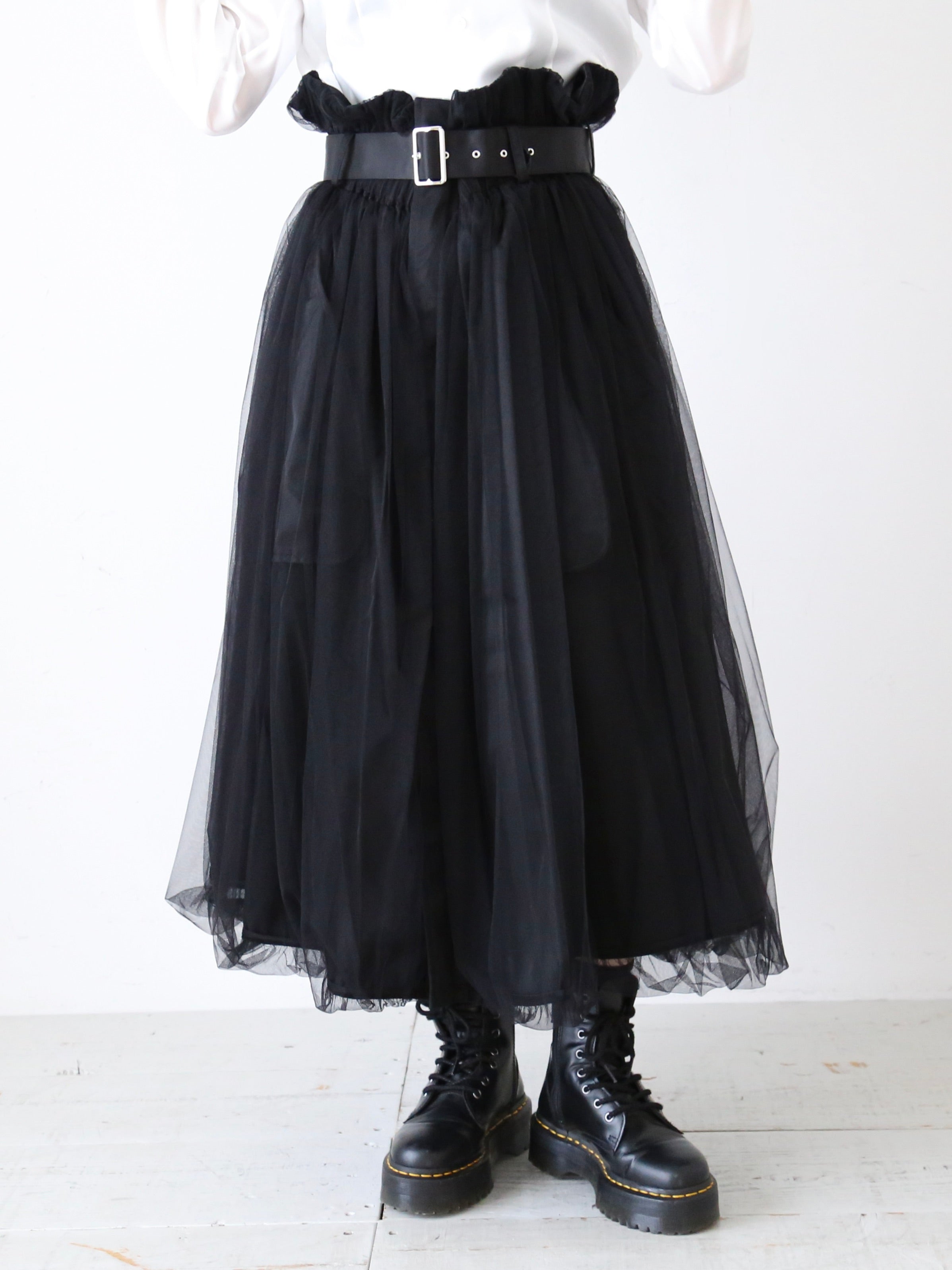 noir kei ninomiya ナイロンチュール×ナイロンツイルスカート [3N-S001-051] – CREER