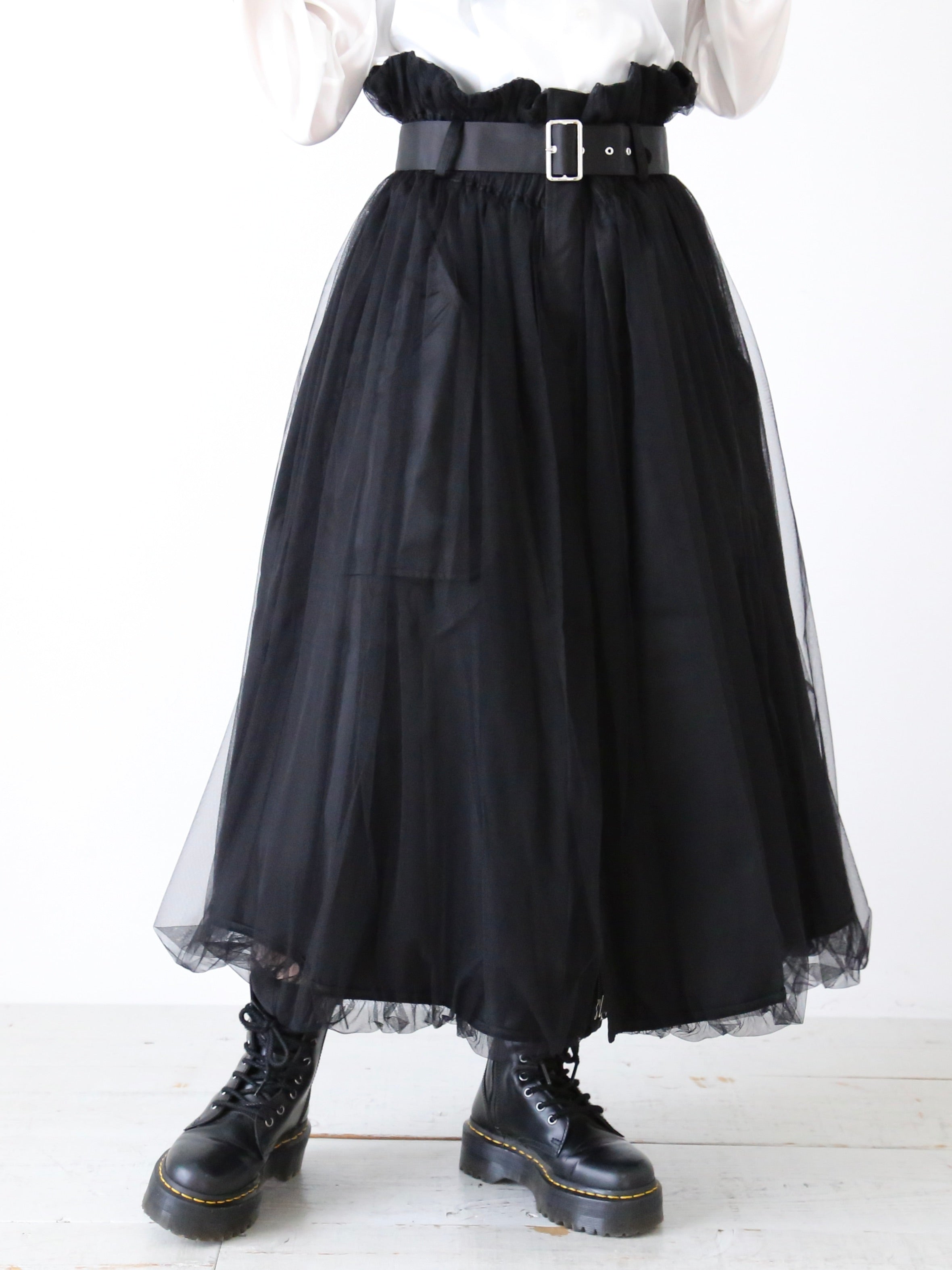 noir kei ninomiya ナイロンチュール×ナイロンツイルスカート [3N-S001-051] – CREER