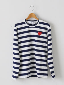 PLAY COMME des GARCONS ロングスリーブボーダーTシャツ (ラインストーン) [AX-T805-051]