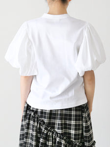 noir kei ninomiya 綿ポンチパフスリーブTシャツ [3N-T015-051]