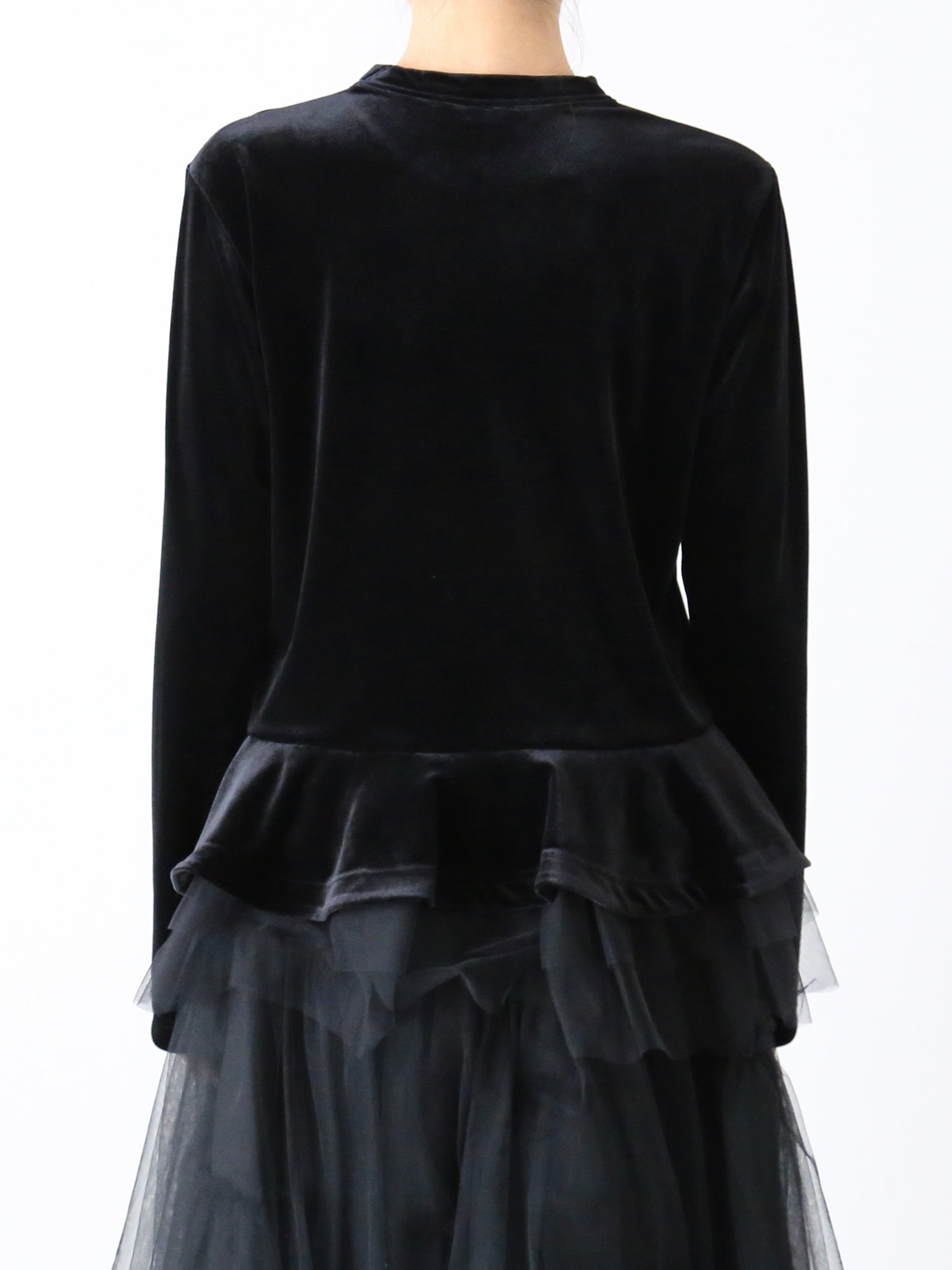 noir kei ninomiya ベロアストレッチ×ナイロンチュールトップス [3N-T012-051]