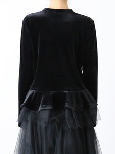 noir kei ninomiya ベロアストレッチ×ナイロンチュールトップス [3N-T012-051]