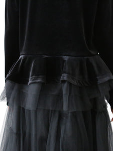 noir kei ninomiya ベロアストレッチ×ナイロンチュールトップス [3N-T012-051]