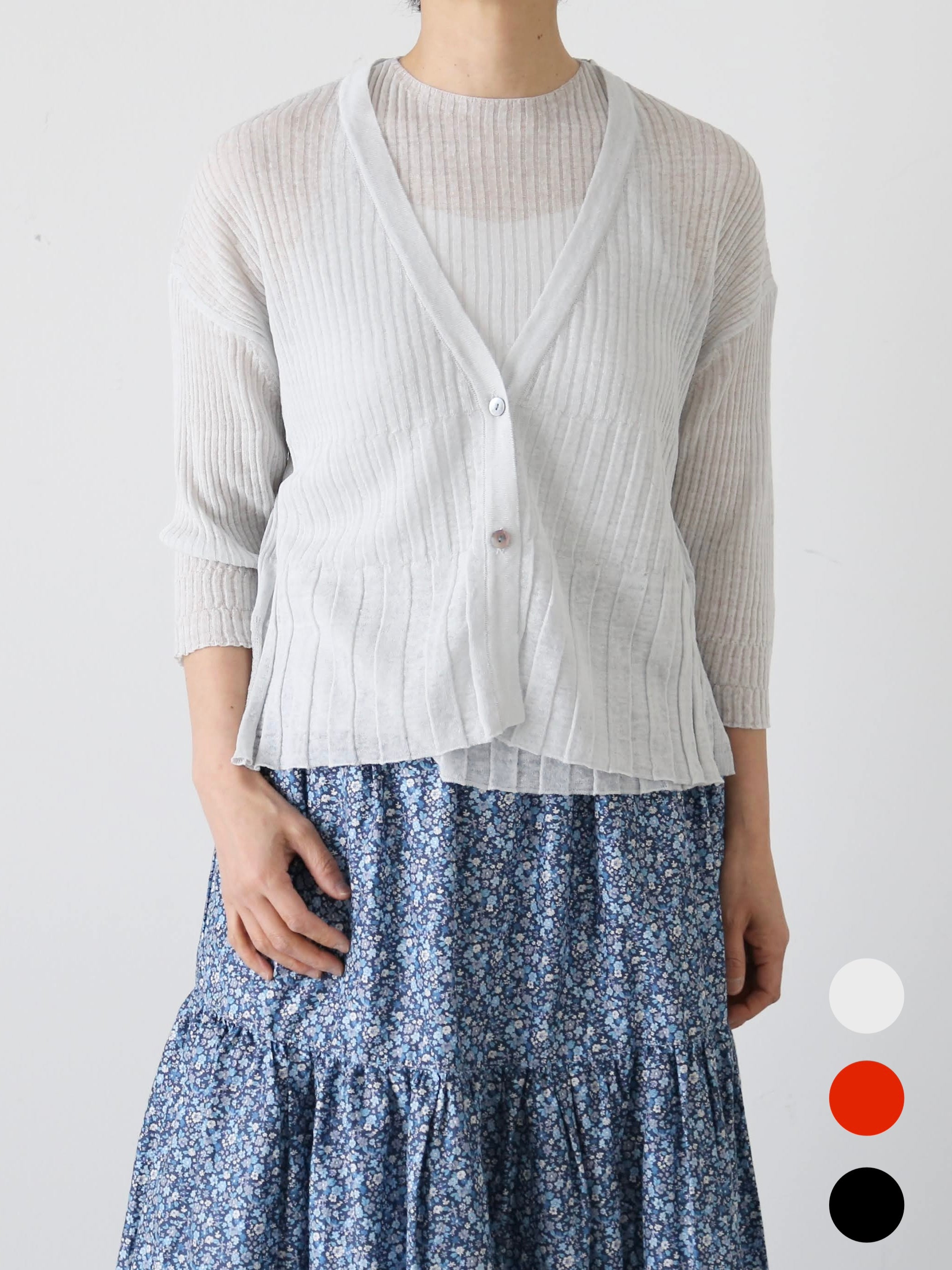 enrica リネン変形リブカーディガン [KNIT231]