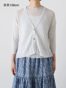 enrica リネン変形リブカーディガン [KNIT231]