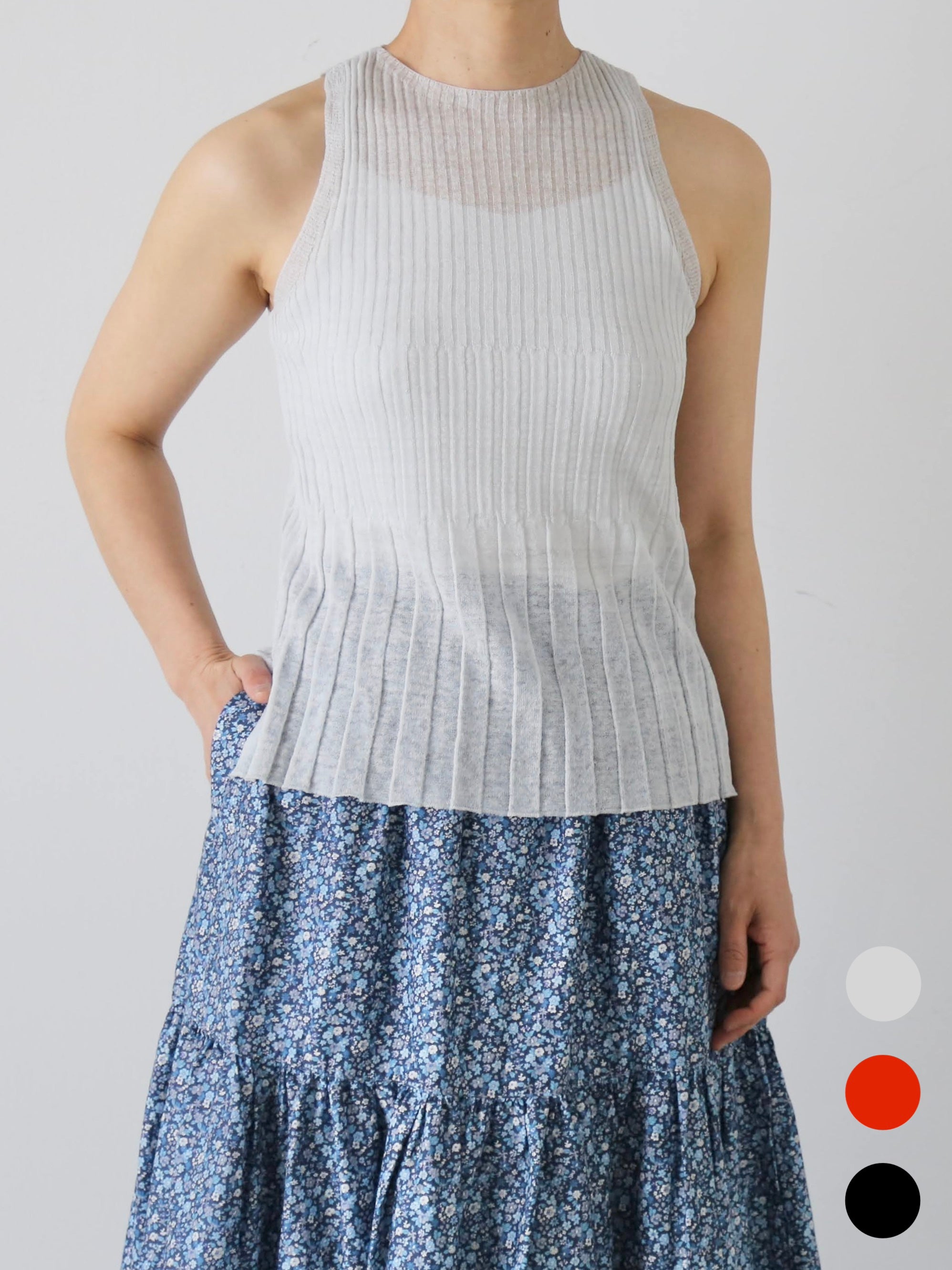 enrica リネン変形リブトップス [KNIT232]