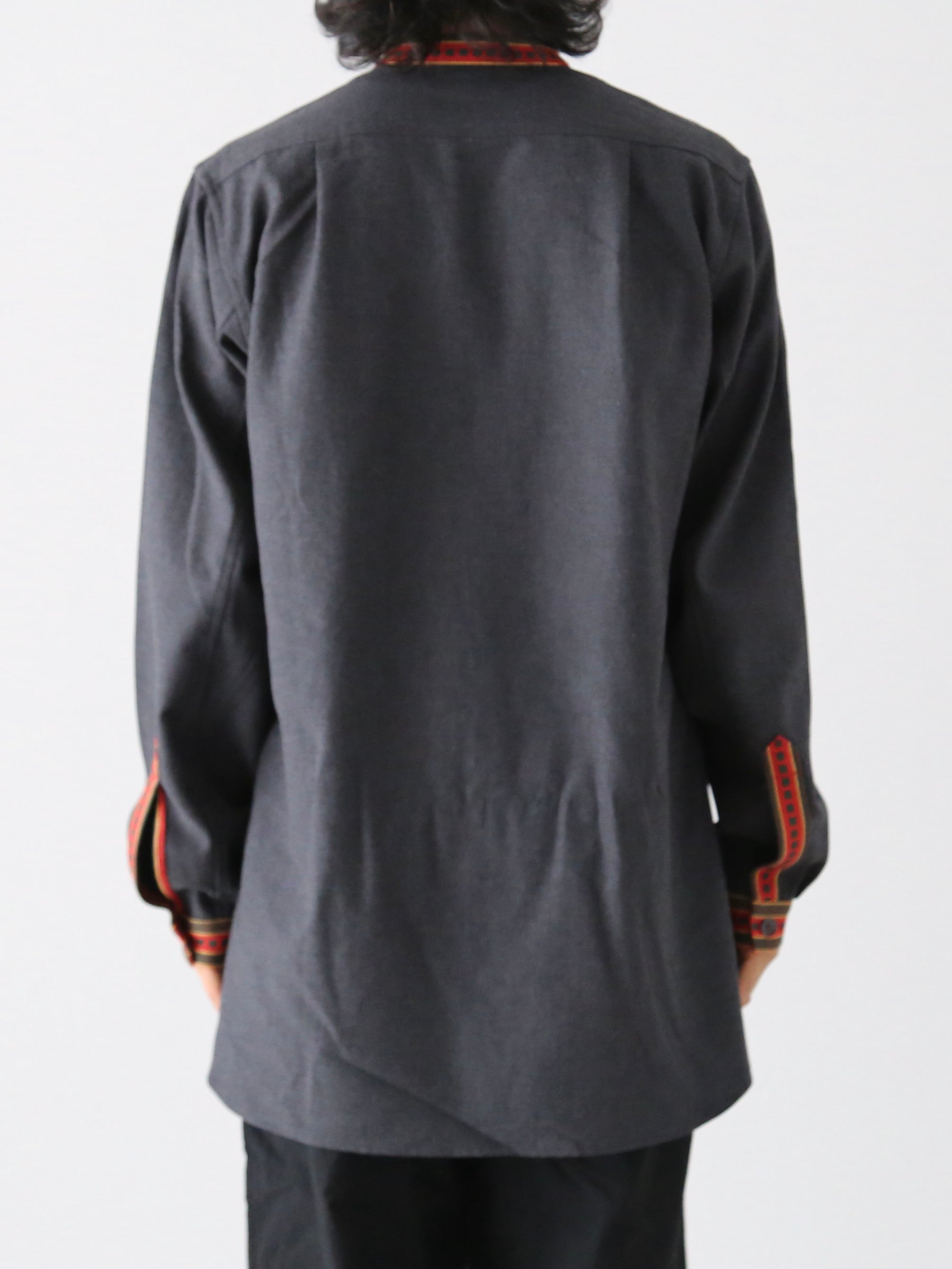FRANK LEDER カジュアルシャツ S 黒x赤x白(総柄)
