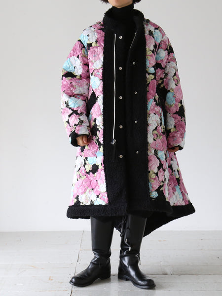 ノワールケイニノミヤ  ギャルソン 花柄 ジャガード 裾ファー フレアパンツファッション